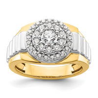 14k Two-Tone 1 1/4 ct Lab Grown Dia VS/SI+ G+ Complete Cluster Men's Ring