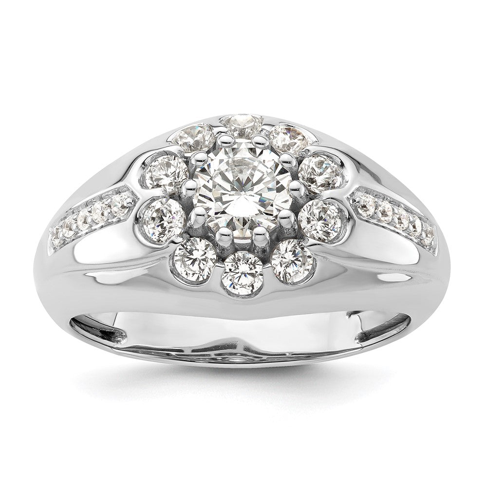 14k White Gold 1 1/2 ct Lab Grown Diamond VS/SI+ G+ Complete Men's Ring