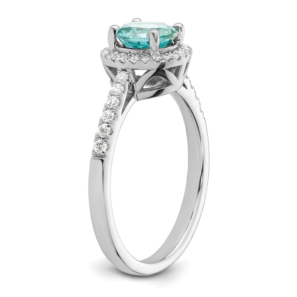 14kw 1/5 ct Lab Grown Dia VS/SI+ G+ & Cr Paraiba Ring