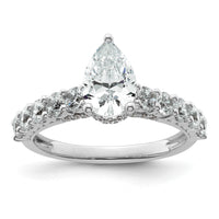 14kw 1ct Lab Grown Diamond VS/SI+ G+ 1ct Pear Center Semi Eng Ring