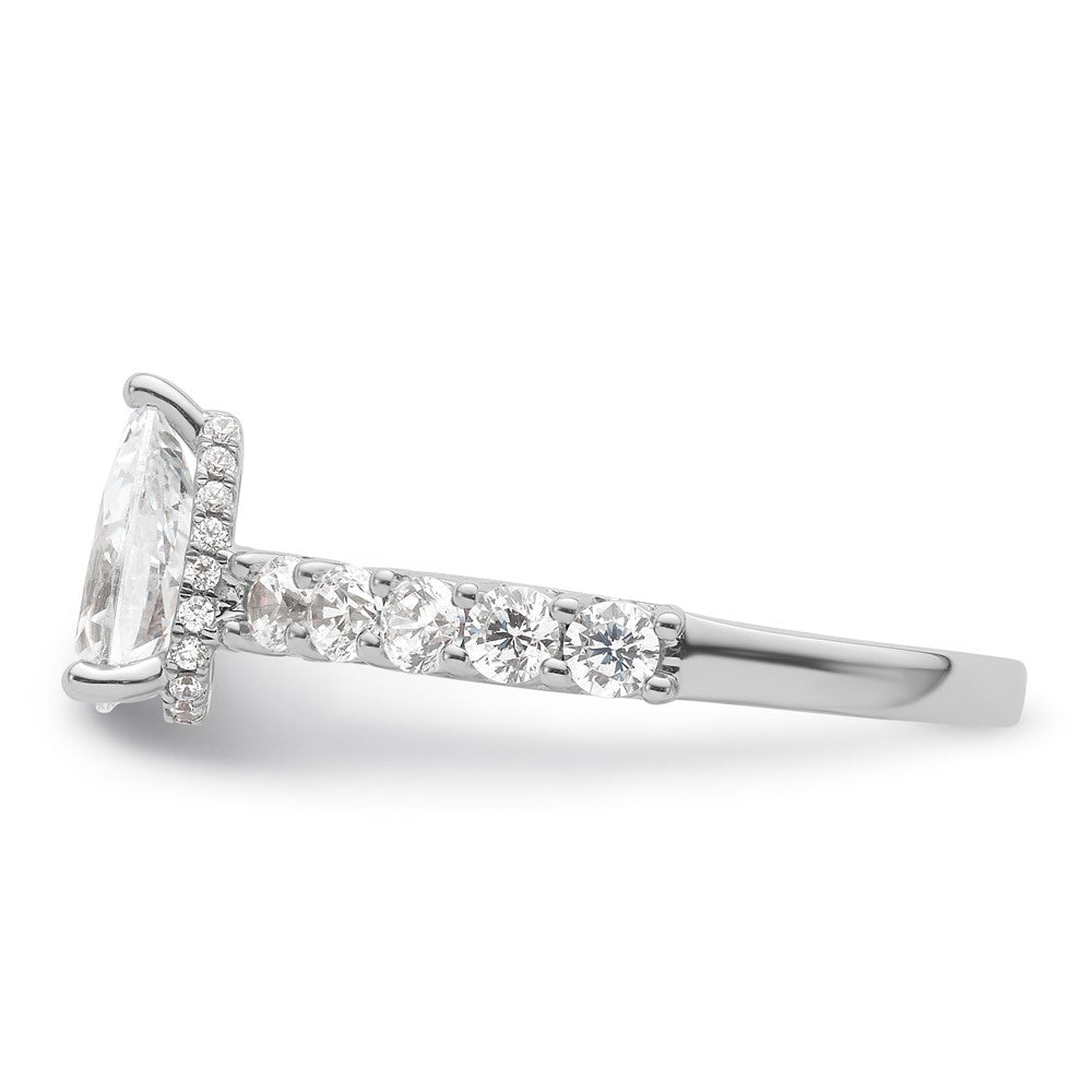 14k White Gold 2ct Cert Lab Grown Diamond VS/SI+ G+ Pear Comp Eng Ring