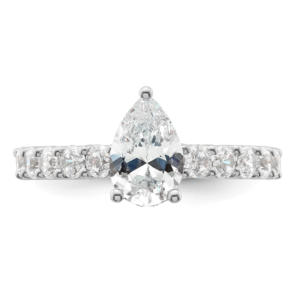 14k White Gold 2ct Cert Lab Grown Diamond VS/SI+ G+ Pear Comp Eng Ring