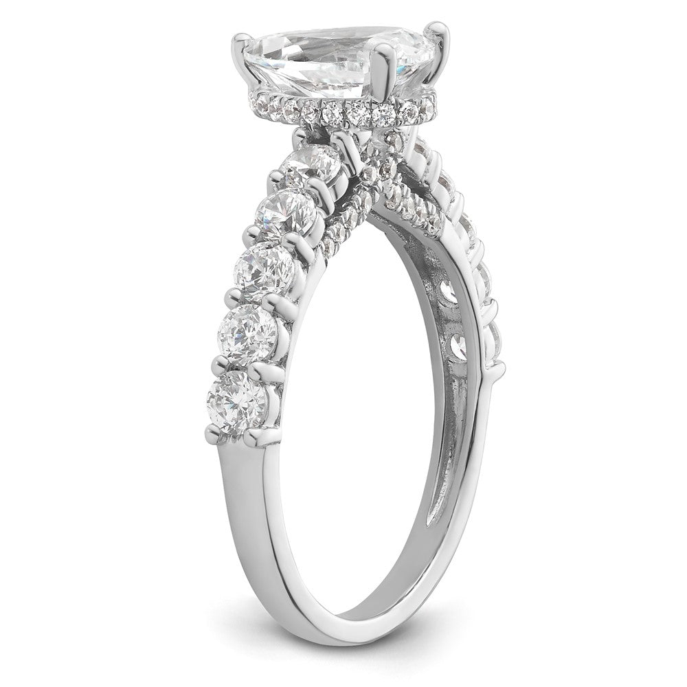 14k White Gold 2ct Cert Lab Grown Diamond VS/SI+ G+ Pear Comp Eng Ring