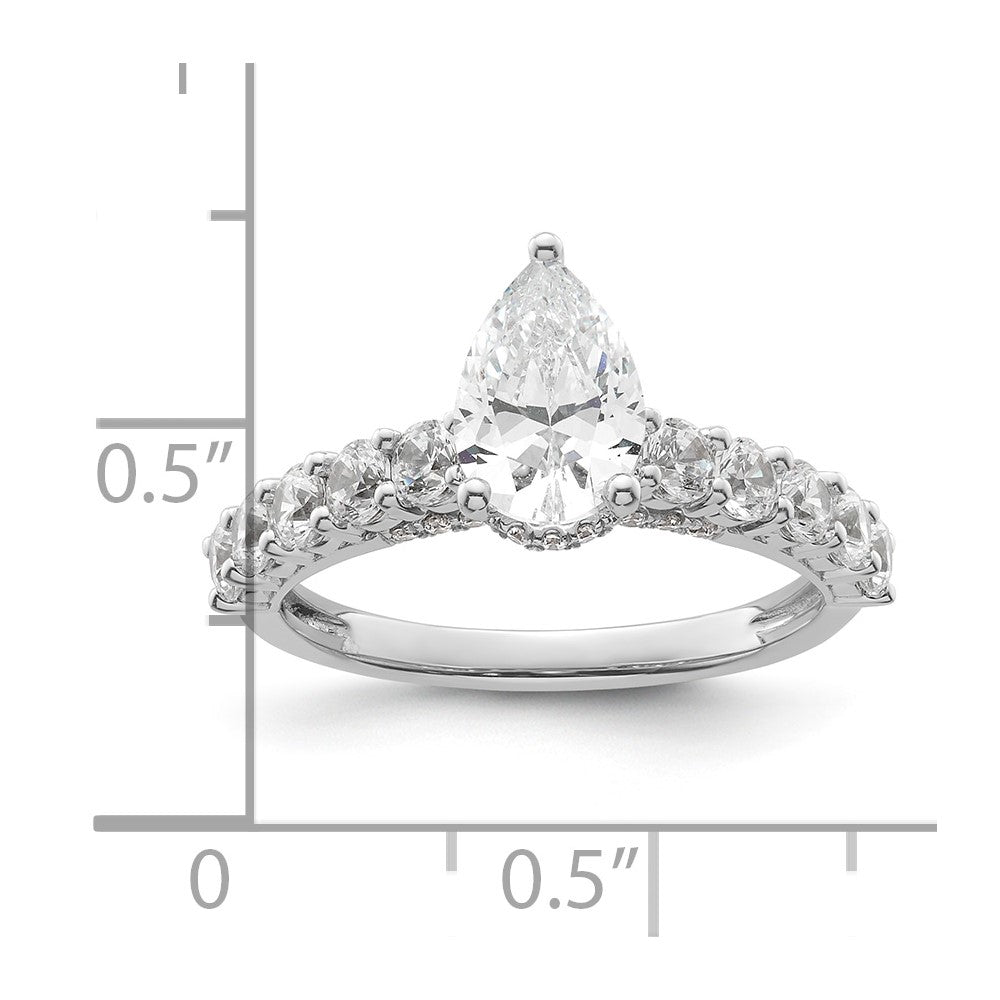 14k White Gold 2ct Cert Lab Grown Diamond VS/SI+ G+ Pear Comp Eng Ring
