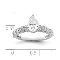 14k White Gold 2ct Cert Lab Grown Diamond VS/SI+ G+ Pear Comp Eng Ring