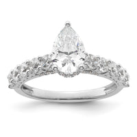 14k White Gold 2ct Cert Lab Grown Diamond VS/SI+ G+ Pear Comp Eng Ring