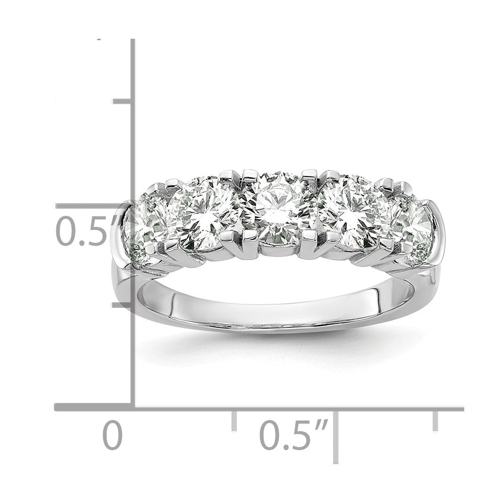 14k White Gold 1 3/4 ct Lab Grown Dia VS/SI+ G+ 5 Stone Complete Band