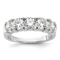 14k White Gold 1 3/4 ct Lab Grown Dia VS/SI+ G+ 5 Stone Complete Band
