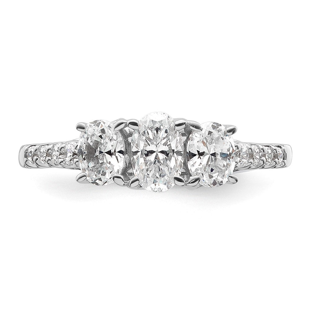14kw 1ct Lab Grown Diamond VS/SI+ G+ Oval Complete 3 Stone Eng Ring