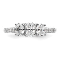14kw 1ct Lab Grown Diamond VS/SI+ G+ Oval Complete 3 Stone Eng Ring