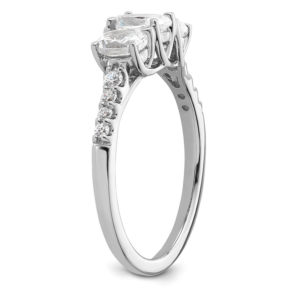 14kw 1ct Lab Grown Diamond VS/SI+ G+ Oval Complete 3 Stone Eng Ring