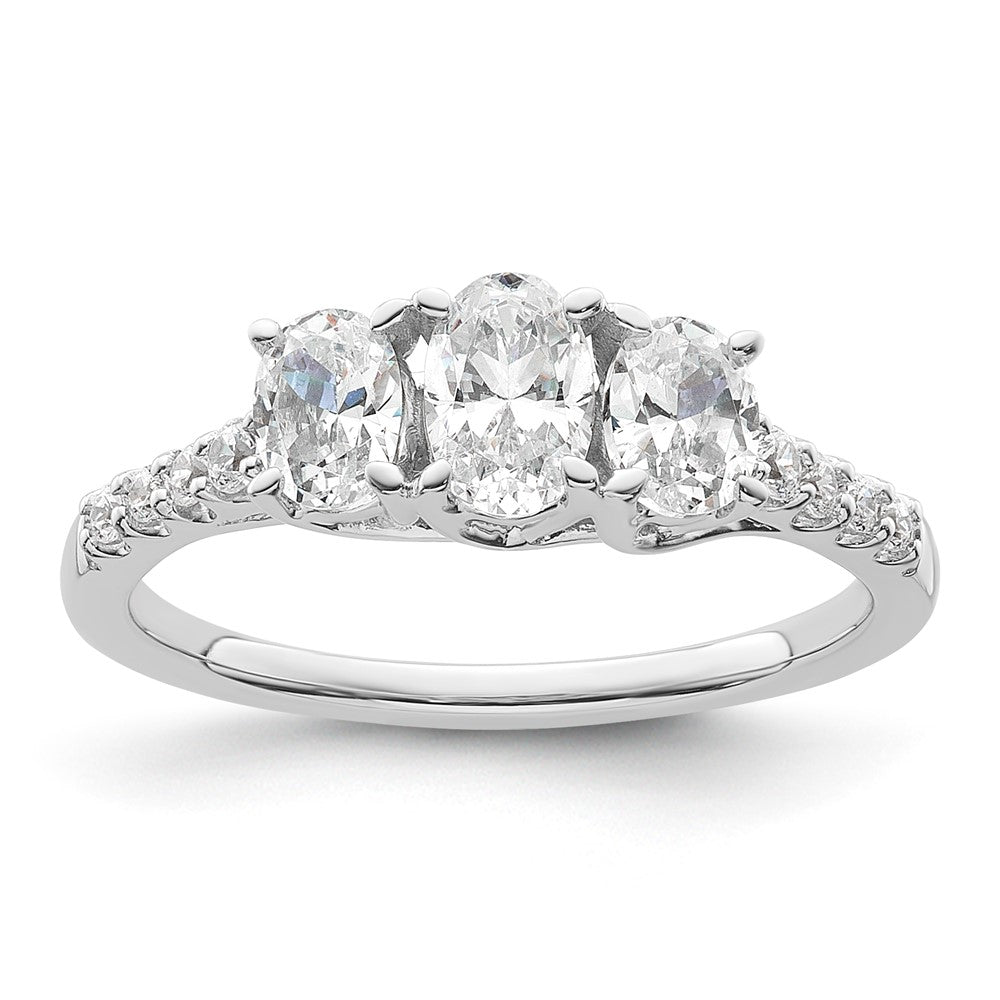 14kw 1ct Lab Grown Diamond VS/SI+ G+ Oval Complete 3 Stone Eng Ring