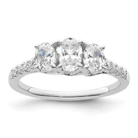14kw 1ct Lab Grown Diamond VS/SI+ G+ Oval Complete 3 Stone Eng Ring