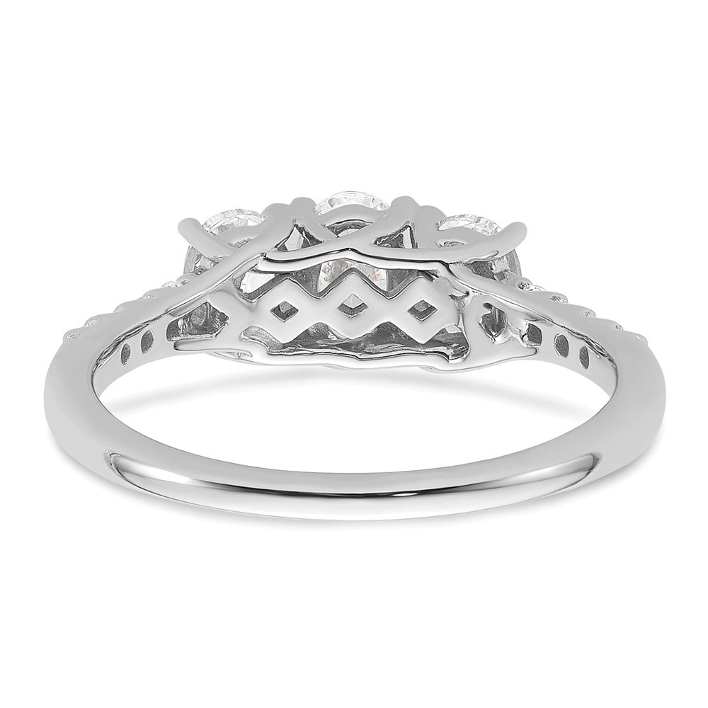 14kw 1/8ct Lab Grown Diamond VS+ F+ 3/8ct Oval Semi 3 Stone Eng Ring