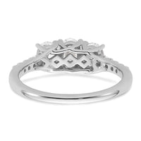 14kw 1 1/8ct Lab Grown Diamond VS+ F+ Oval Complete 3 Stone Eng Ring