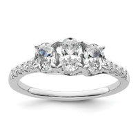 14kw 1/8ct Lab Grown Diamond VS+ F+ 3/8ct Oval Semi 3 Stone Eng Ring