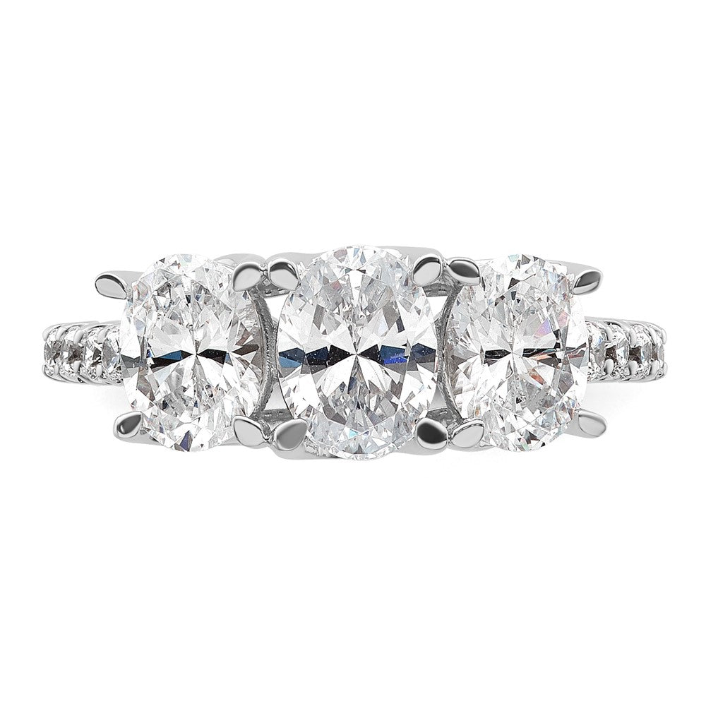 14kw 1/5ct Lab Grown Diamond VS/SI+ G+ Semi Mount 3 Stone Eng Ring