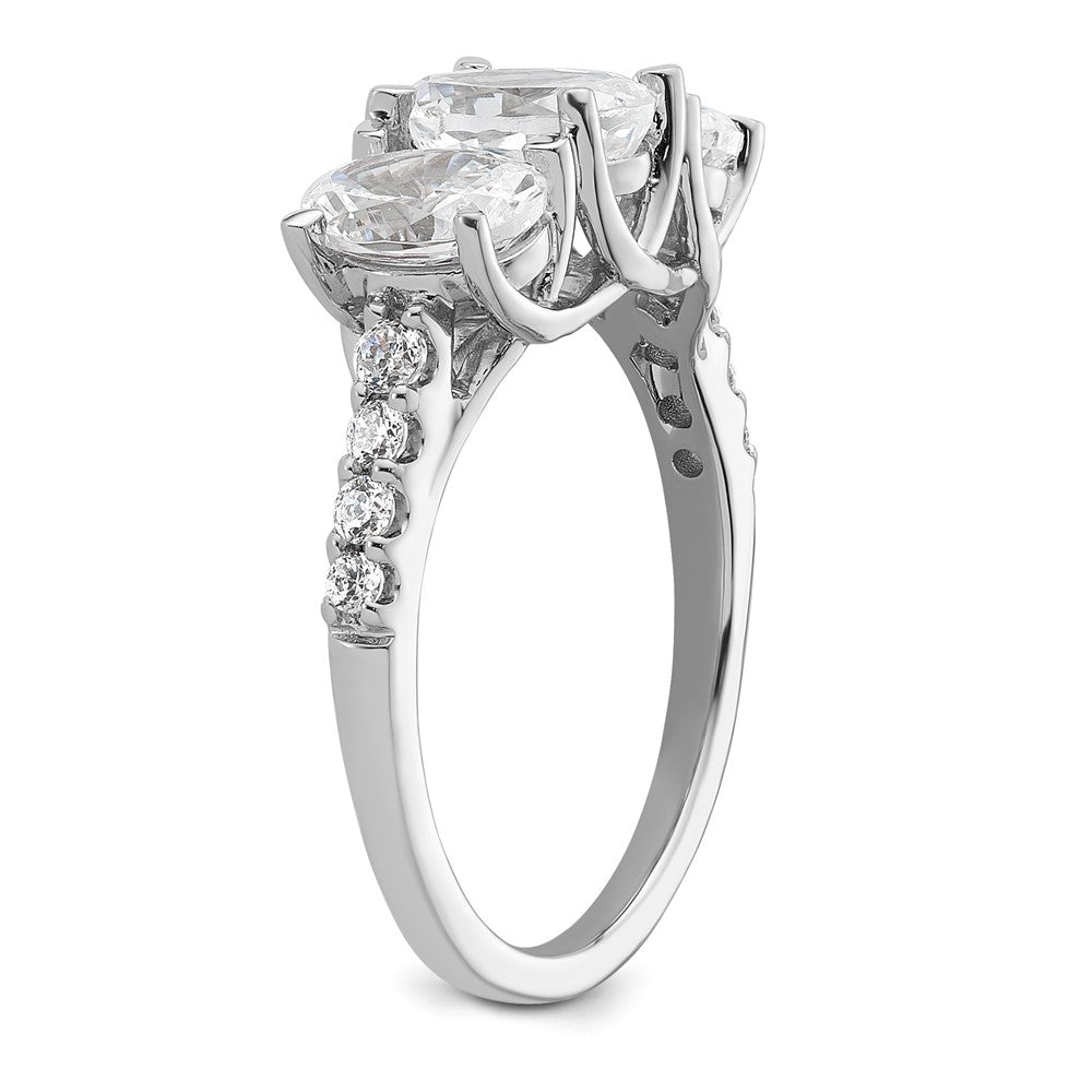 14kw 1/5ct Lab Grown Diamond VS/SI+ G+ Semi Mount 3 Stone Eng Ring