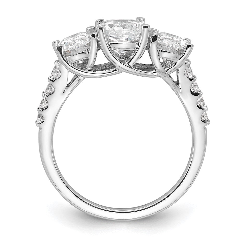 14kw 2 3/4ct Lab Grown Diamond VS/SI+ G+ Oval Comp 3 Stone Eng Ring