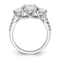 14kw 2 3/4ct Lab Grown Diamond VS/SI+ G+ Oval Comp 3 Stone Eng Ring