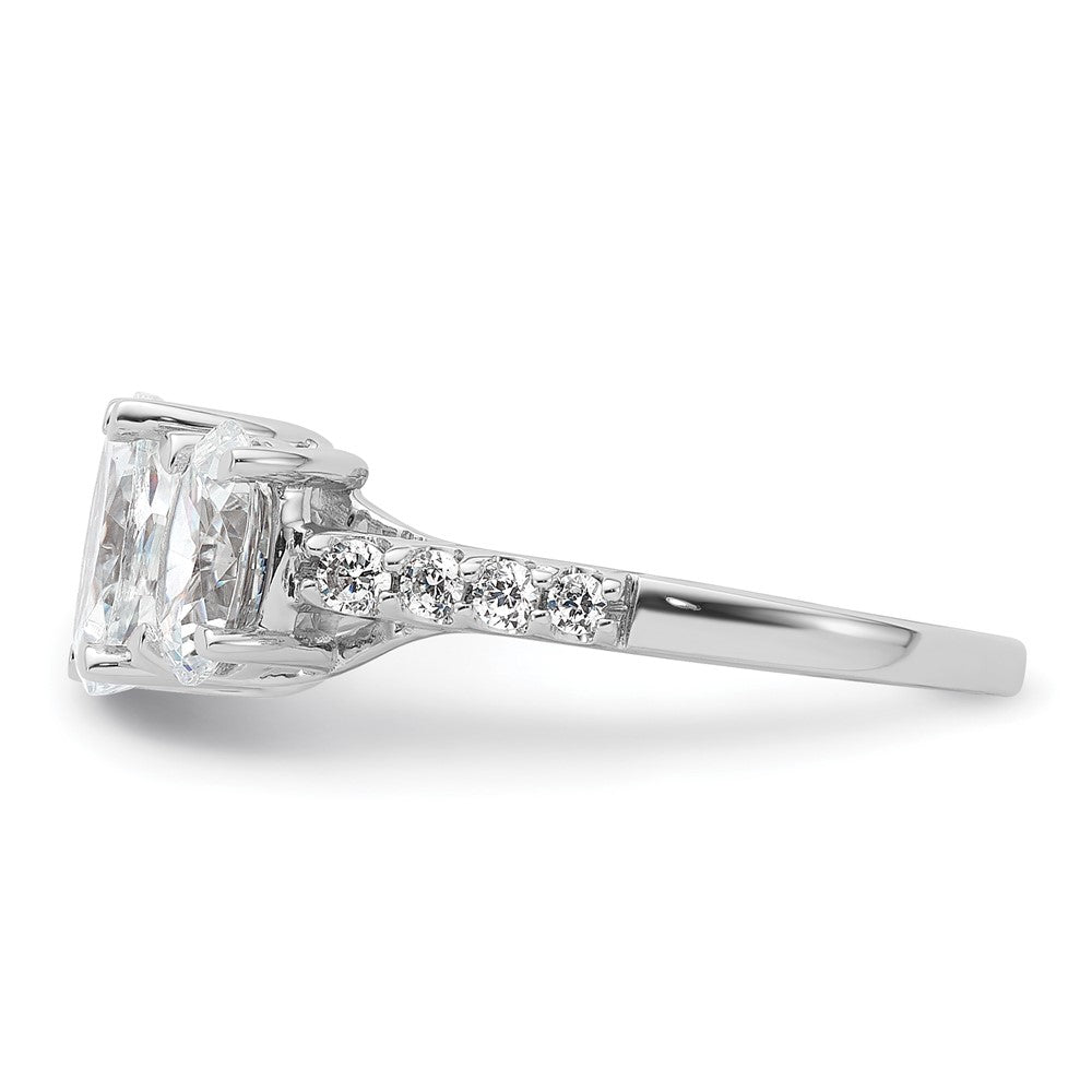 14kw 2 3/4ct Lab Grown Diamond VS/SI+ G+ Oval Comp 3 Stone Eng Ring