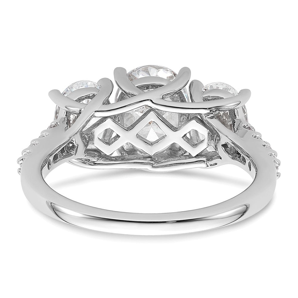 14kw 2 3/4ct Lab Grown Diamond VS/SI+ G+ Oval Comp 3 Stone Eng Ring