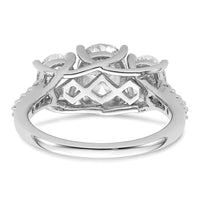 14kw 2 3/4ct Lab Grown Diamond VS/SI+ G+ Oval Comp 3 Stone Eng Ring