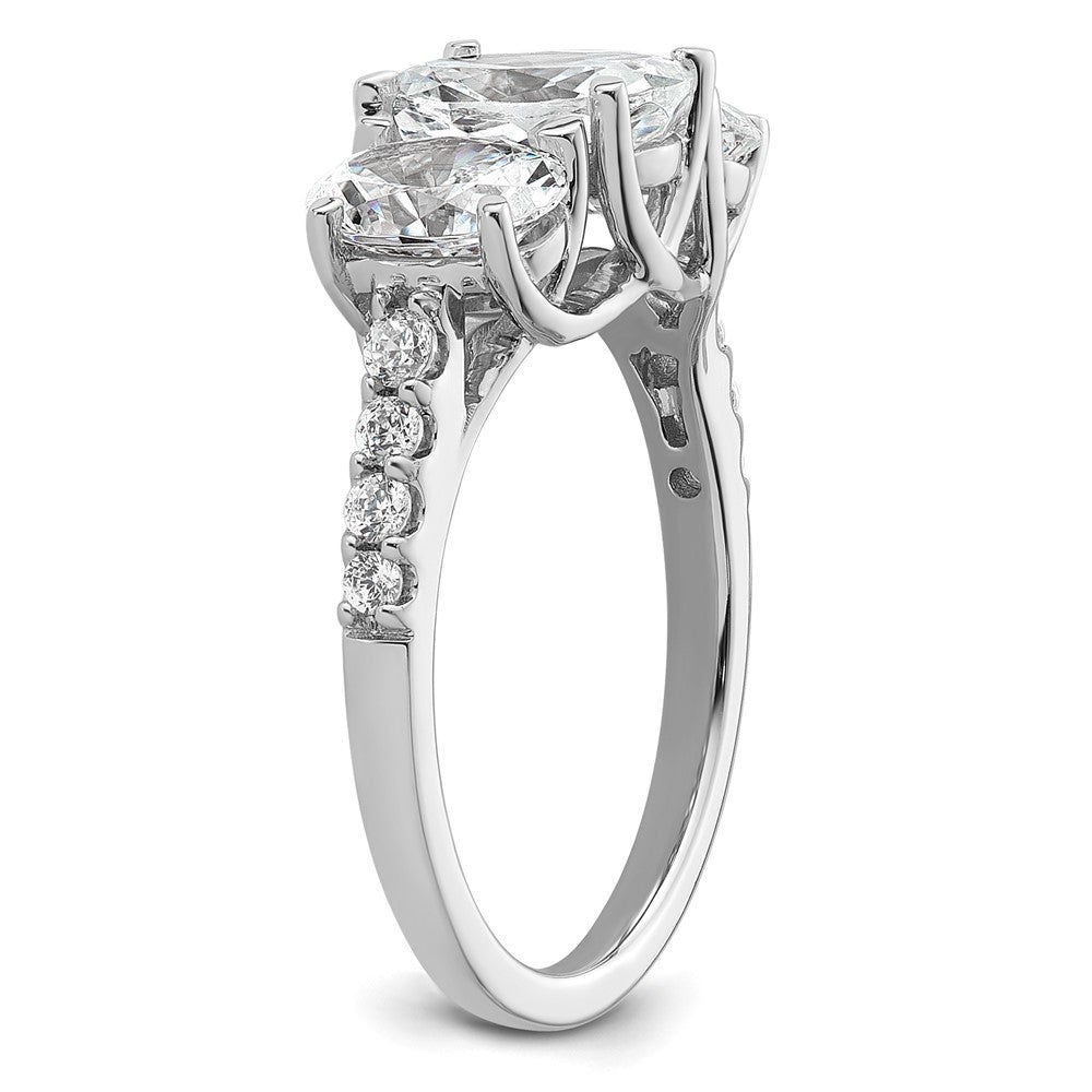 14kw 2 3/4ct Lab Grown Diamond VS/SI+ G+ Oval Comp 3 Stone Eng Ring
