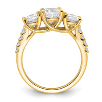 14k 2 3/4ct Lab Grown Diamond VS+ F+ Oval Comp 3 Stone Eng Ring