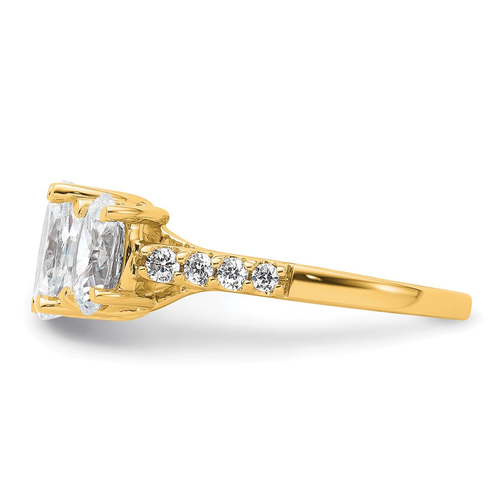 14k 2 3/4ct Cert Lab Grown Diamond VS+ F+ Oval Comp 3 Stone Eng Ring