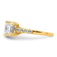 14k 2 3/4ct Lab Grown Diamond VS+ F+ Oval Comp 3 Stone Eng Ring