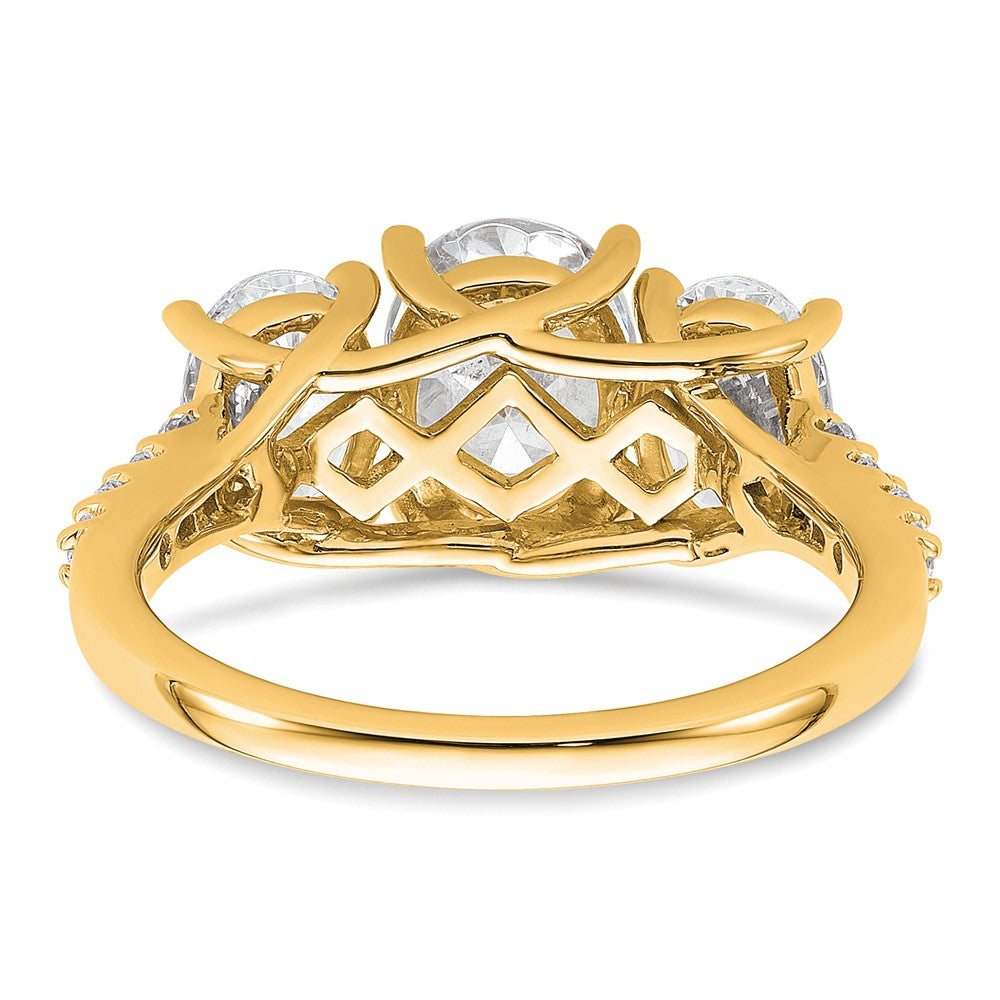 14k 2 3/4ct Lab Grown Diamond VS/SI+ G+ Oval Comp 3 Stone Eng Ring
