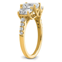 14k 2 3/4ct Lab Grown Diamond VS+ F+ Oval Comp 3 Stone Eng Ring