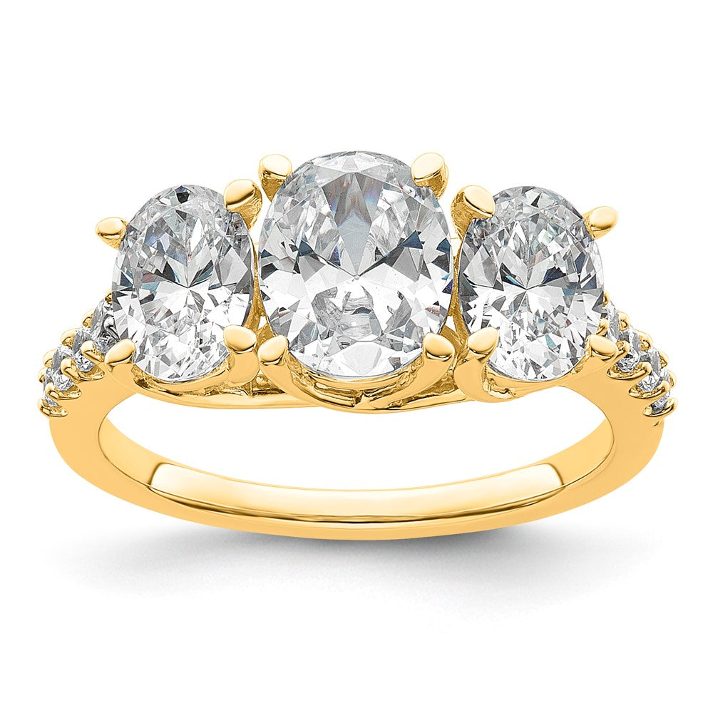 14k 1/5ct Lab Grown Diamond VS/SI+ G+ Oval Center Semi 3 Stone Eng Ring