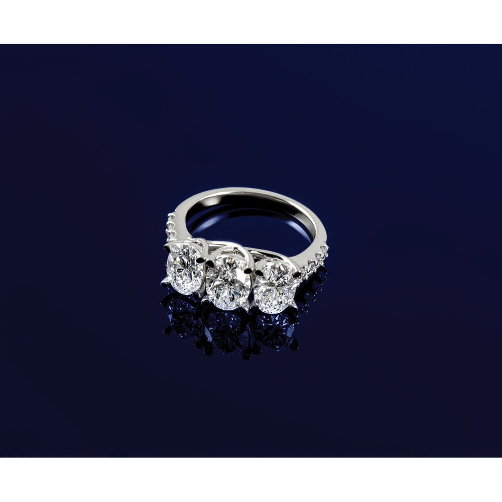 14kw 1/4ct Lab Grown Diamond VS/SI+ G+ Semi 3 Stone Eng Ring