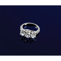 14kw 2 3/4ct Lab Grown Diamond VS/SI+ G+ Oval Comp 3 Stone Eng Ring