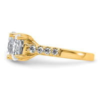 14k 1/5ct Lab Grown Diamond VS+ F+ Oval Center Semi 3 Stone Eng Ring