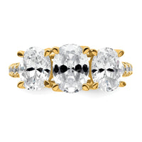14k 1/5ct Lab Grown Diamond VS+ F+ Oval Center Semi 3 Stone Eng Ring