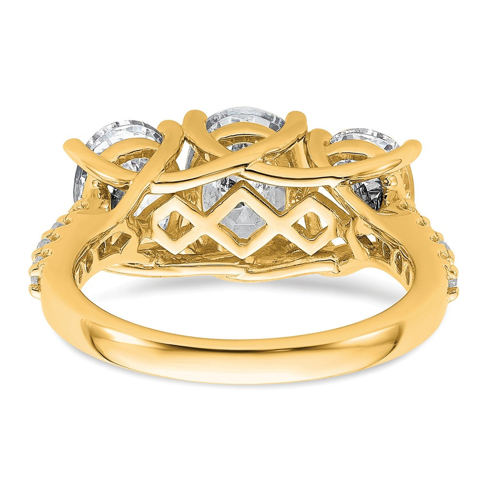 14k 3 1/4ct Cert Lab Grown Diamond VS+ F+ Oval Comp 3 Stone Eng Ring
