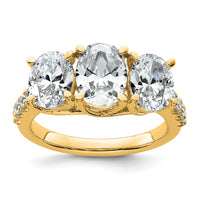 14k 1/5ct Lab Grown Diamond VS+ F+ Oval Center Semi 3 Stone Eng Ring