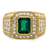 10k 1 7/8 ct Lab Grown Dia VS/SI+ G+ and Created Emerald Men's Ring