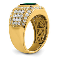 10k 1 7/8 ct Lab Grown Dia VS/SI+ G+ and Created Emerald Men's Ring