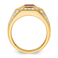 10k 1 7/8 ct Lab Grown Diamond VS/SI+ G+ and Created Ruby Men's Ring