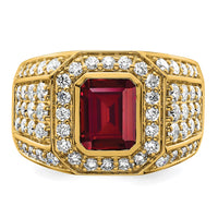 10k 1 7/8 ct Lab Grown Diamond VS/SI+ G+ and Created Ruby Men's Ring