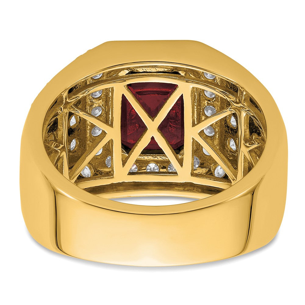 10k 1 7/8 ct Lab Grown Diamond VS/SI+ G+ and Created Ruby Men's Ring