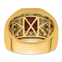 10k 1 7/8 ct Lab Grown Diamond VS/SI+ G+ and Created Ruby Men's Ring