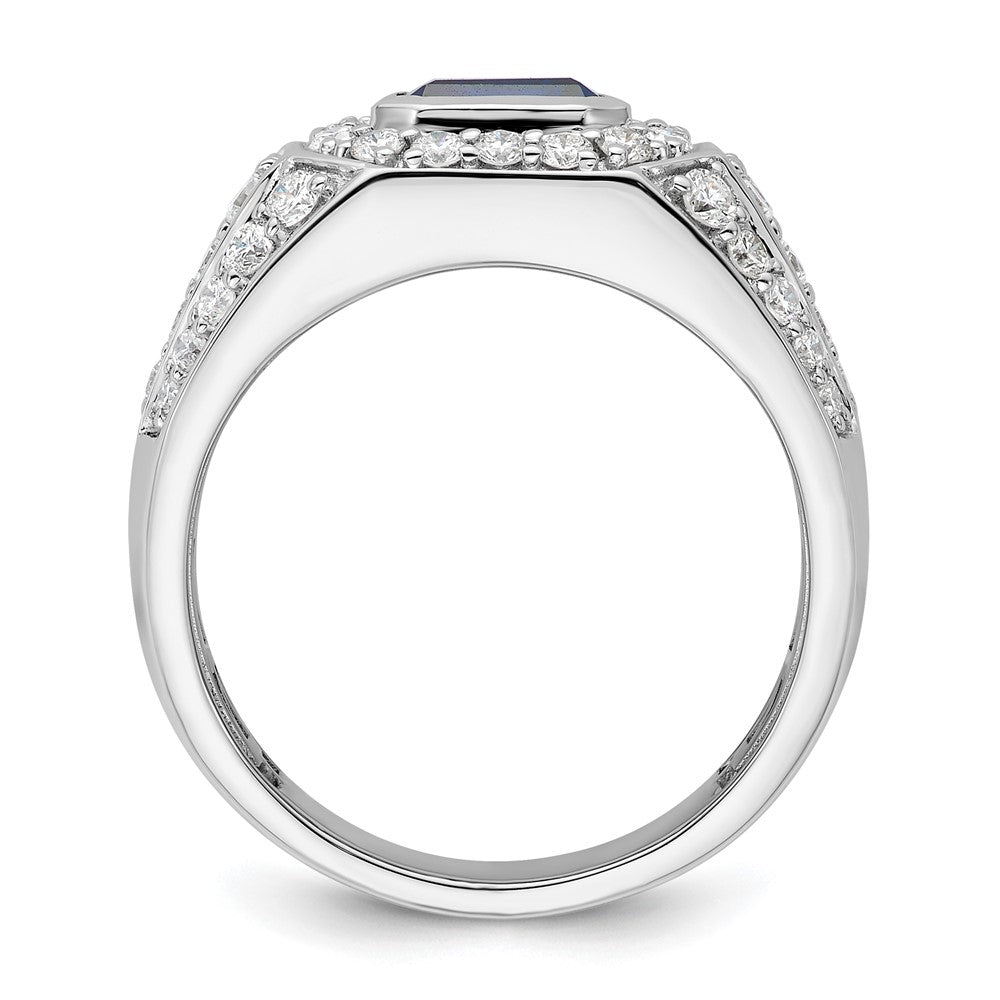 10k White Gold 1 7/8 ct Lab Grown Dia VS/SI+ G+ & Cr Sapphire Men's Ring