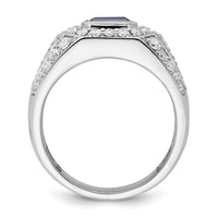 10k White Gold 1 7/8 ct Lab Grown Dia VS/SI+ G+ & Cr Sapphire Men's Ring