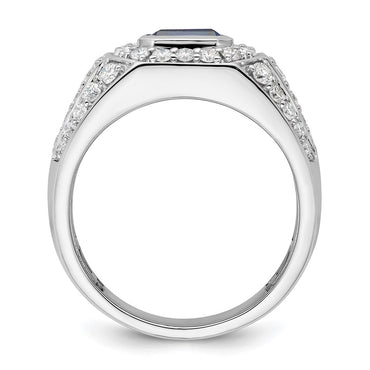 10k White Gold 1 7/8 ct Lab Grown Dia VS/SI+ G+ & Cr Sapphire Men's Ring