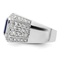 10k White Gold 1 7/8 ct Lab Grown Dia VS/SI+ G+ & Cr Sapphire Men's Ring